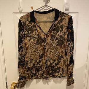 Vintage Y2K Silk Whimsical Fairycore Grunge Sheer Flowy Long Sleeve Blouse Top